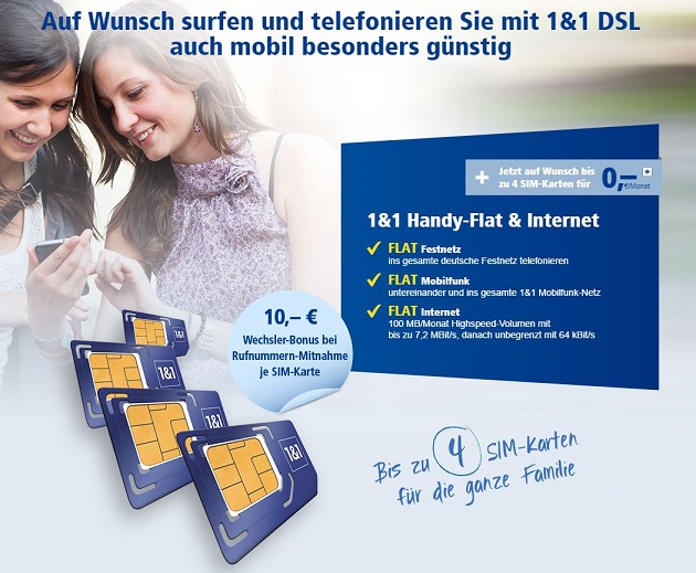 1 1 4 Kostenlose Sim Karten Fur Dsl Kunden