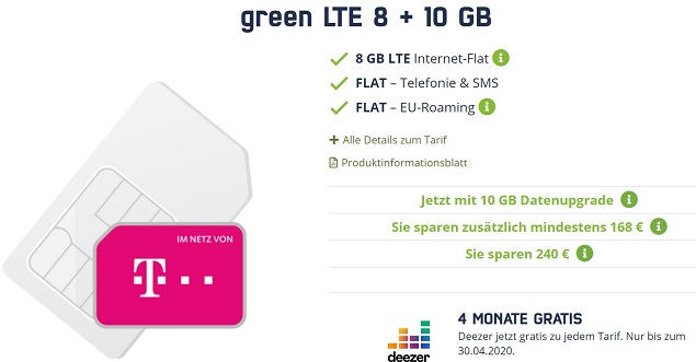 Aktion: Telekom green LTE 18 GB bei mobilcom